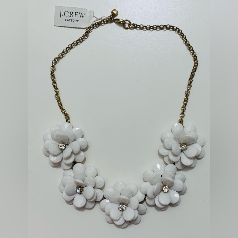J Crew White Floral Statement Necklace